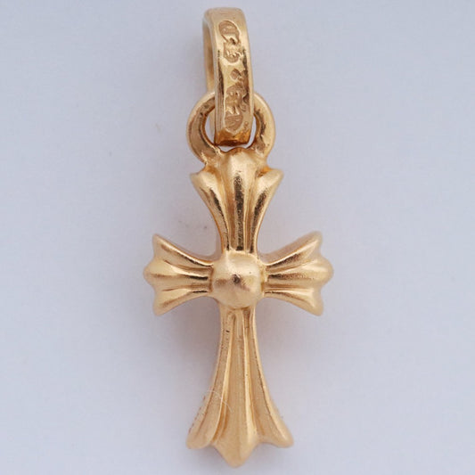 CHROME HEARTS 22K Baby Fat Cross Necklace Charm Gold Size F