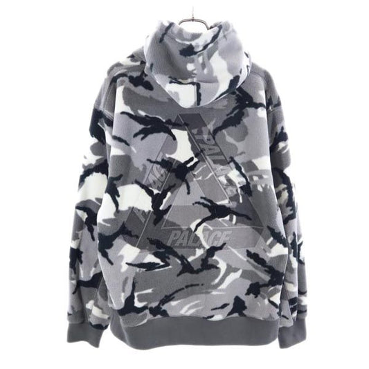PALACE Back Logo Camo Fleece Pullover Hoodie Gray Size L