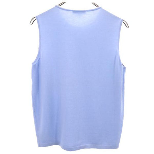 CELINE Italian Made Cashmere Blend Knit Vest Blue Size L