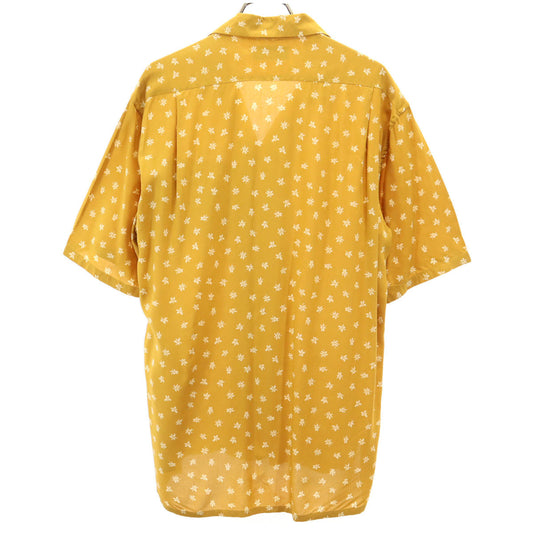 SAINT LAURENT Made in Italy Floral Open Collar Ochre Shirt Size 38
