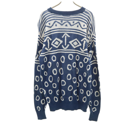 YVES SAINT LAURENT 90s All-Over Pattern Sweater Navy Size L