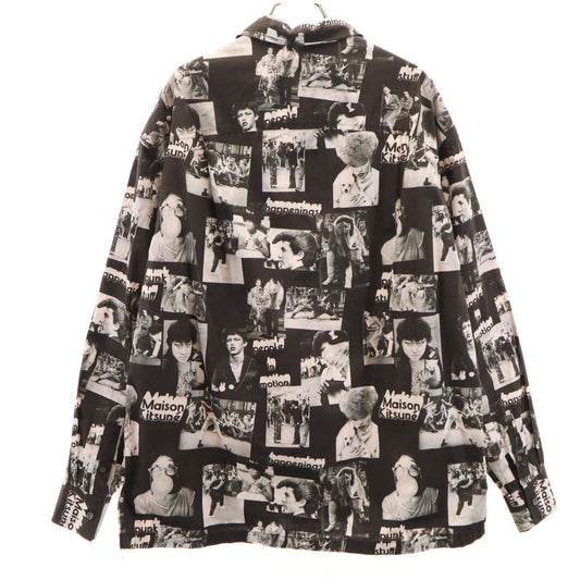 MAISON KITSUNE Photo Print Long Sleeve Shirt Black Size M