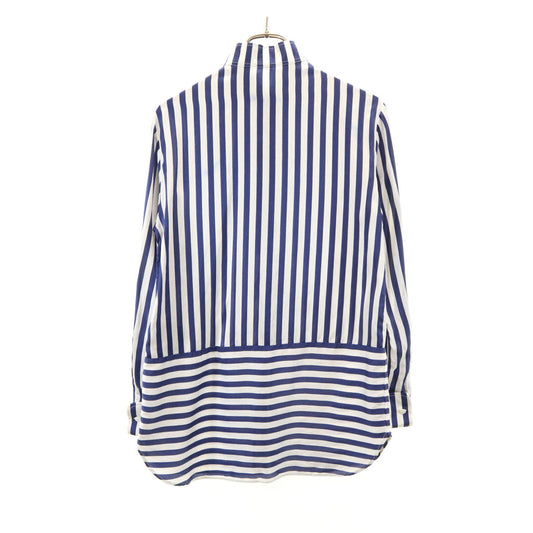 BURBERRY Italian Silk Blend Striped Long Shirt White Size 38