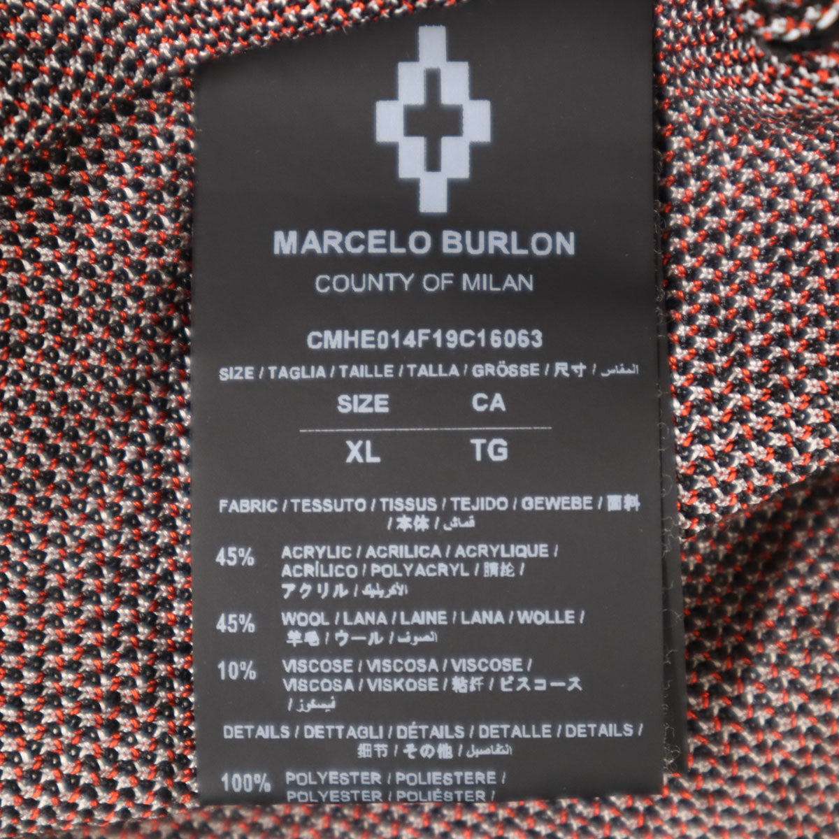 MARCELO BURLON Ethnic Pattern Black Sweater Size XL