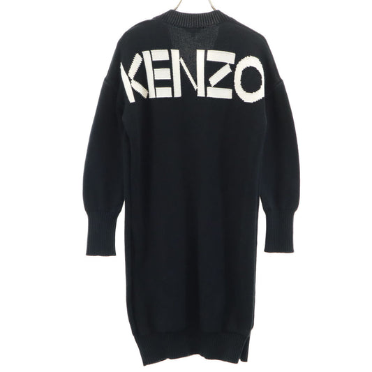KENZO Long Sleeve V-Neck Knit Dress Navy Size XS
