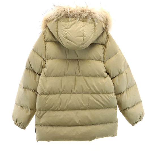 MONCLER Raccoon Fur Trim Down Jacket Beige