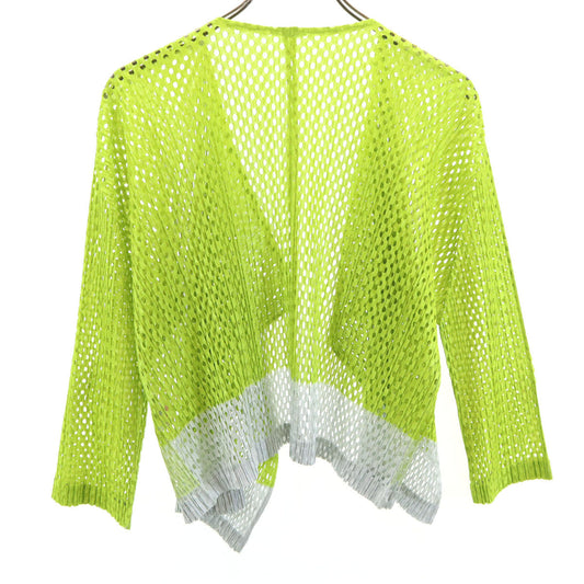 PLEATS PLEASE Mesh Long Sleeve Blouse Yellow Green Size JP 5