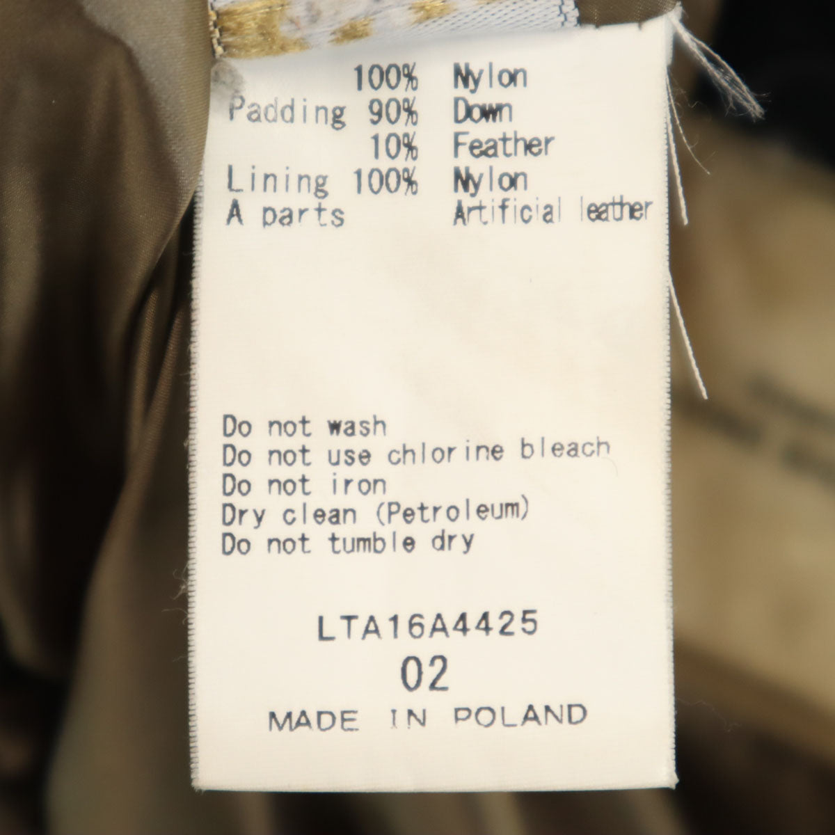 TATRAS Gold Down Coat Size 2