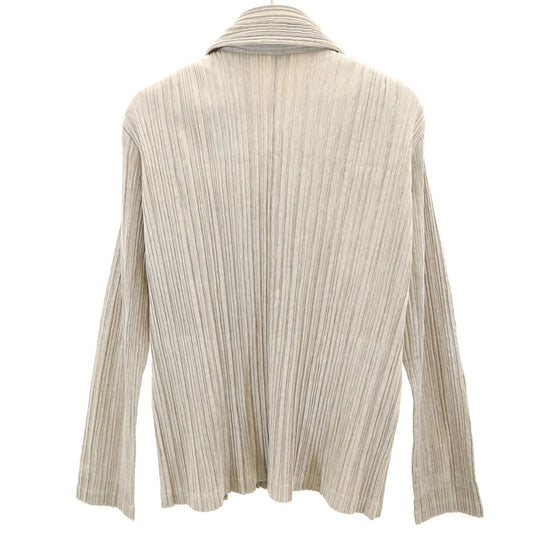PLEATS PLEASE Japan-Made Long Sleeve Blouse Greige Shirt Size 4