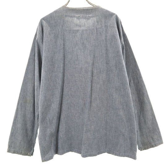 Nigel Cabourn Lybro Gray Long Collarless Shirt Size 50