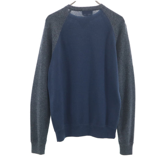 HERMES Italian Wool Blend Two-Tone Sweater Blue Size L