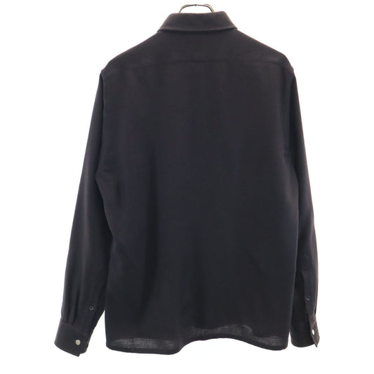HERMES French Wool Long Sleeve Shirt Brown Size 42