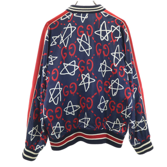 GUCCI 16AW Italian Ghost Pattern Rayon Bomber Navy Size 50