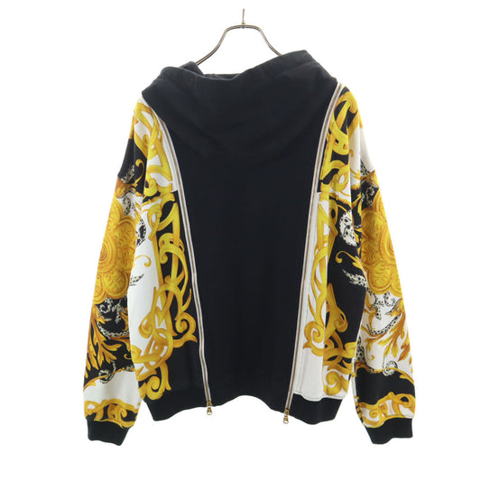 VERSACE All-Over Pattern Long Sleeve Hoodie Black Size 36