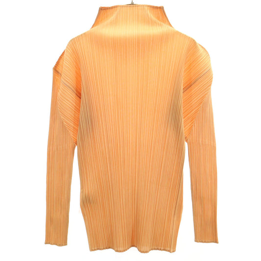 PLEATS PLEASE 90s Vintage Orange Pleated Neck Top Size JP 3