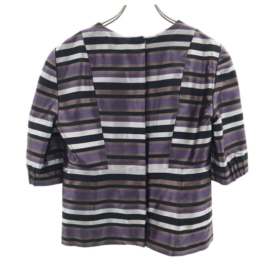 LOUIS VUITTON Silk Blend Striped Half Blouse Purple Size 38