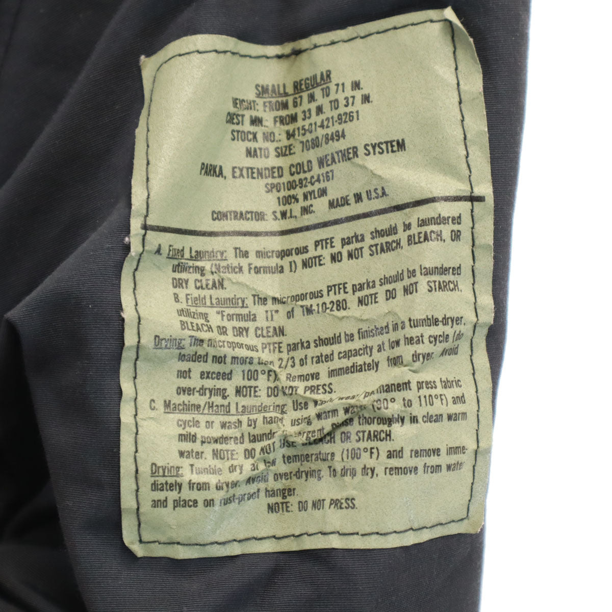 US ARMY 90s USA ECWCS GEN-2 Jacket Black Size S