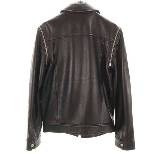 DOLCE&GABBANA Italian Lamb Leather 2-Way Jacket Black Size 46