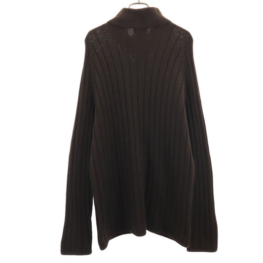 HERMES Italian Made Knit Jacket Dark Brown Size XL