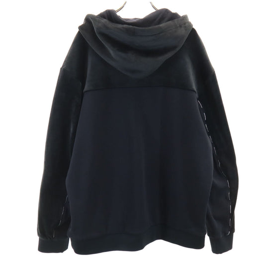 ARMANI EXCHANGE Velour Panel Long Hoodie Black Size XL