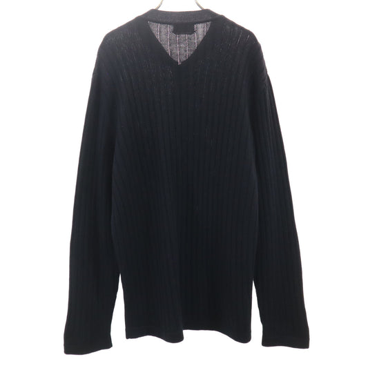 HERMES Italian Made Half-Zip Knit Sweater Black Size XL