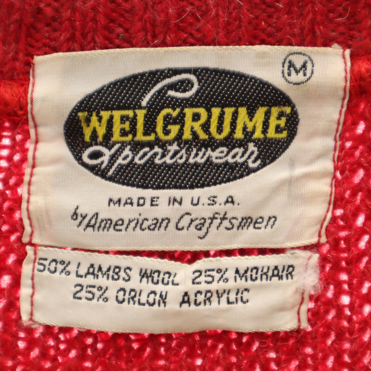 WELGRUME 60s USA Vintage Mohair Blend Cardigan Red Size M