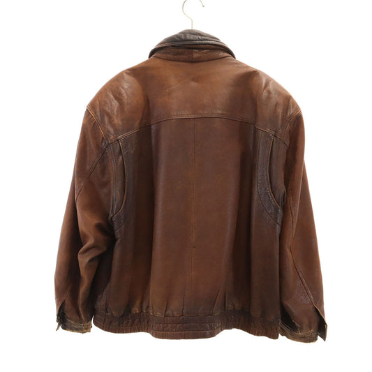 LOEWE 80s 90s Vintage Leather Jacket Brown Size 54