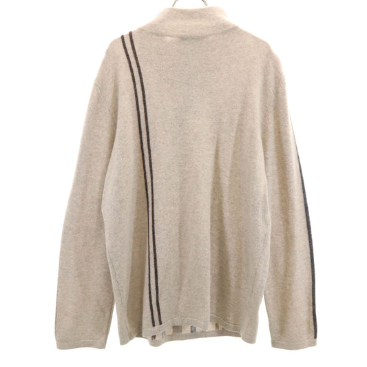 HERMES Italian Cashmere Stripe Half-Zip Sweater Size XL