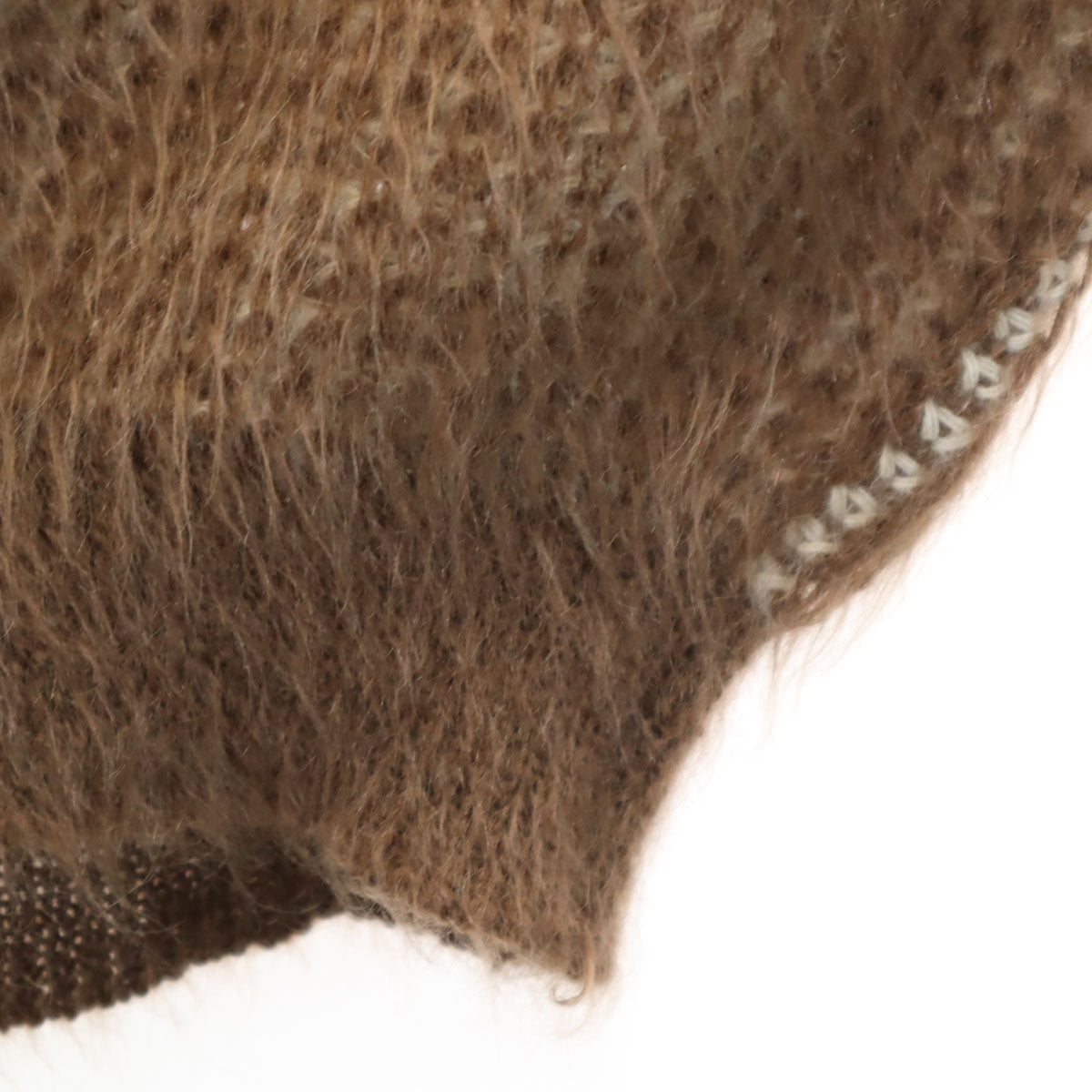 Vintage 70s Mohair Blend V-Neck Sweater Brown