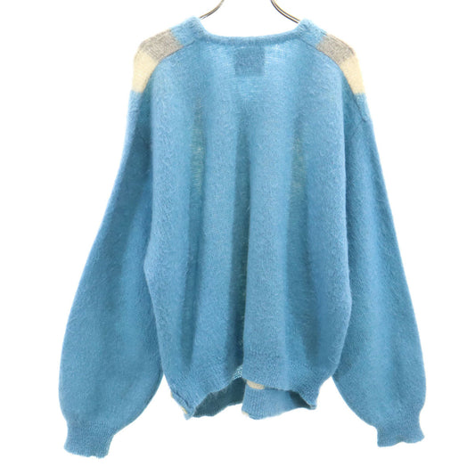 Premiere COLLECTION 60s Vintage V-Neck Light Blue Sweater Size L