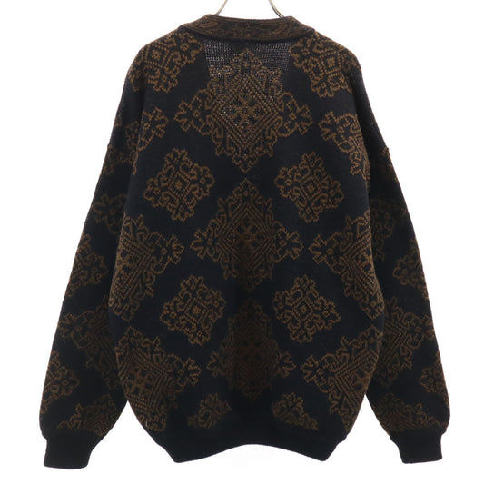 KENZO 90s Italian Patterned V-Neck Cardigan Black Size 2