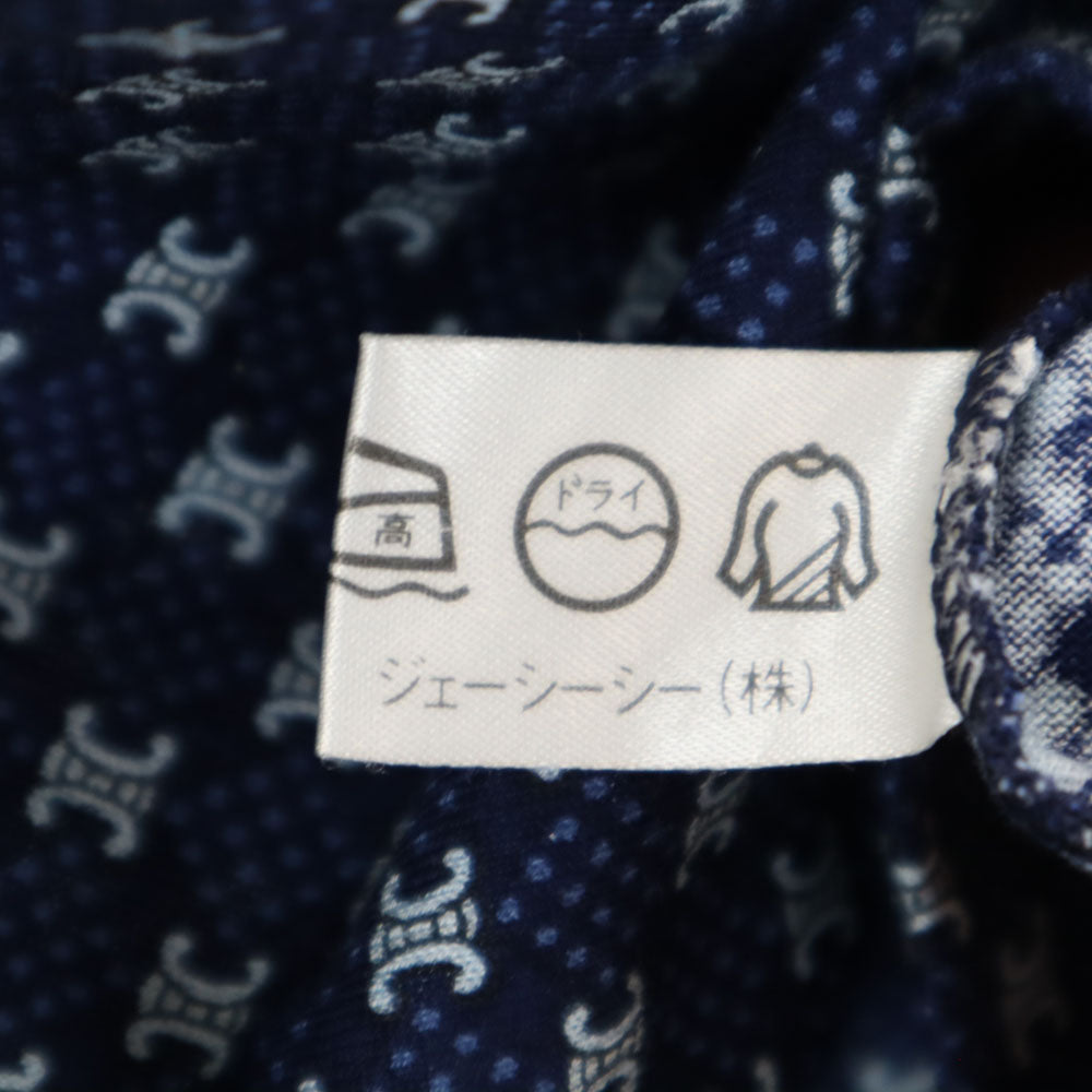 CELINE 90s Macadam 3/4 Sleeve Button-Up Shirt Navy Size 38