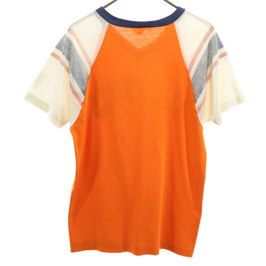 Champion 70s USA Bar Tag V-Neck T-Shirt Orange Size L
