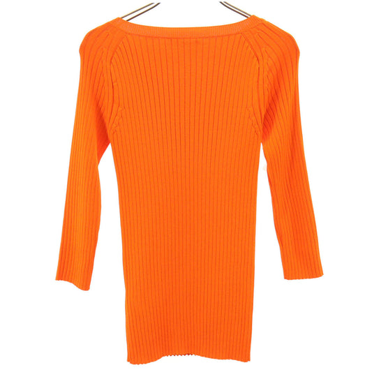 GUCCI Italian Ribbed Boat Neck Sweater Orange Size S
