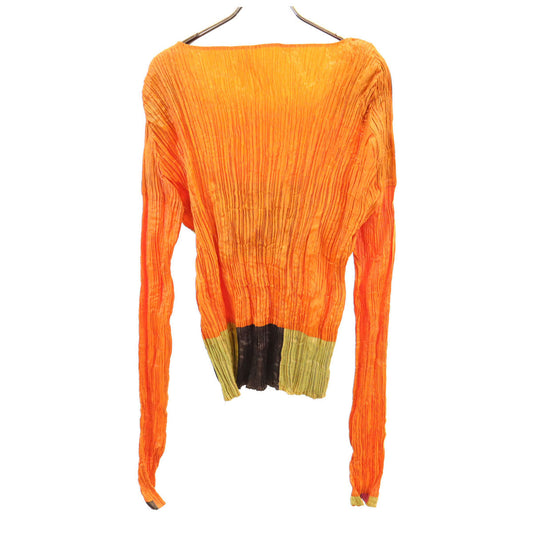 ISSEY MIYAKE Orange Long Sleeve Pleated Top