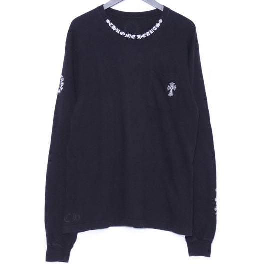 CHROME HEARTS Neck Logo Cross Sleeve L Black Long Sleeve Tee Size L