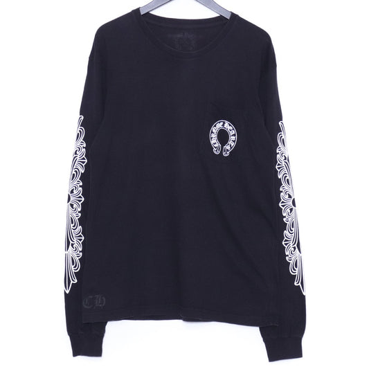 CHROME HEARTS Horseshoe Floral Cross T-Shirt Black Size L