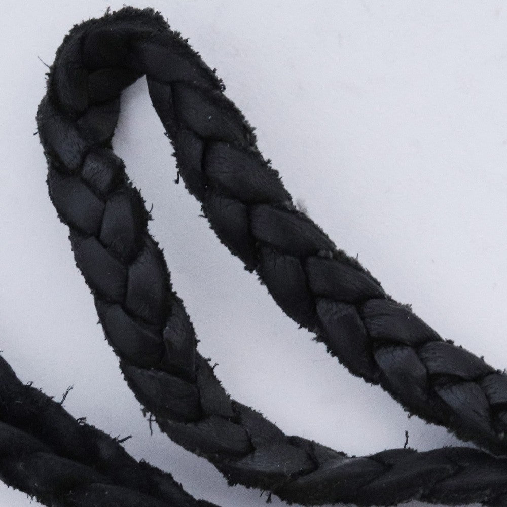 CHROME HEARTS LEATHER BRAID Scroll Necklace Black Size F