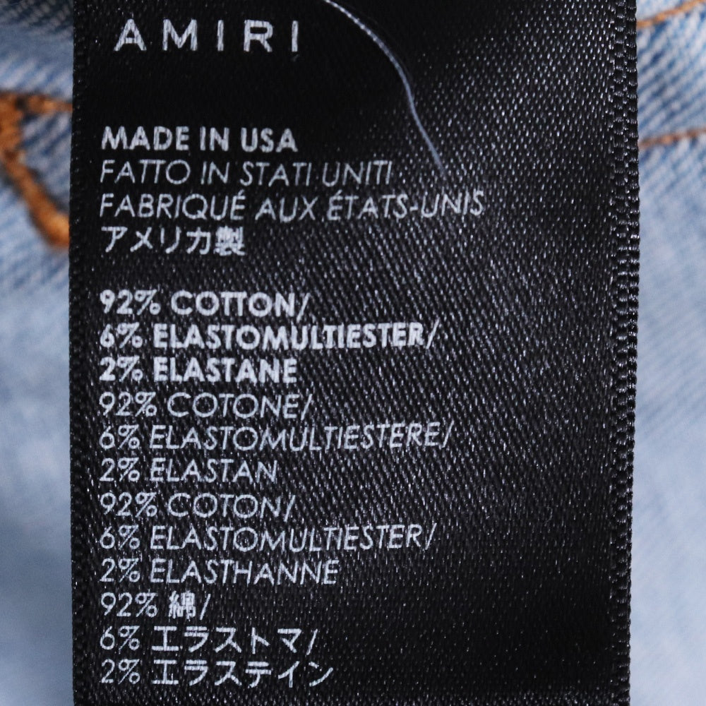 AMIRI MX1 Leather Bandana Skinny Jeans Blue Size 31