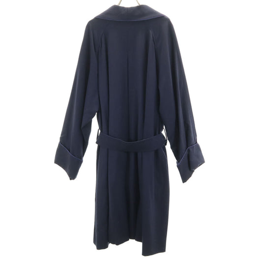 CELINE Wool Long Sleeve Gown Coat Navy
