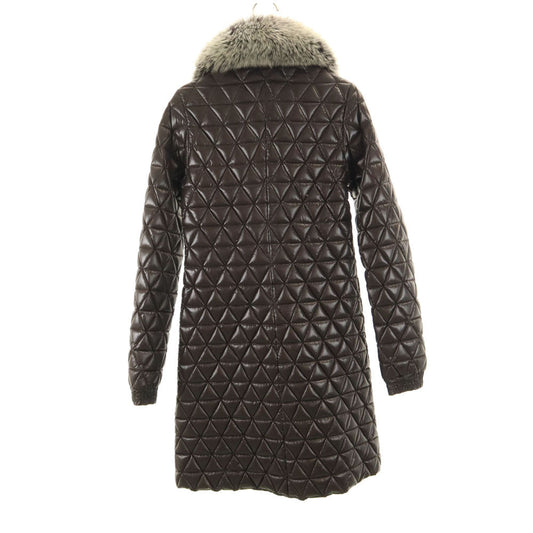 DUVETICA Quilted Down Coat Brown Size 38