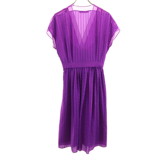 BALENCIAGA.SILK Silk V-Neck Dress Purple Size 38