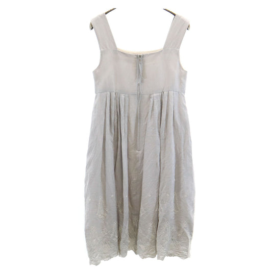 FOXEY Linen Lace Embroidered Camisole Dress Gray Size 38