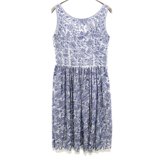PRADA Leaf Embroidery Sleeveless Mini Dress White Size 38