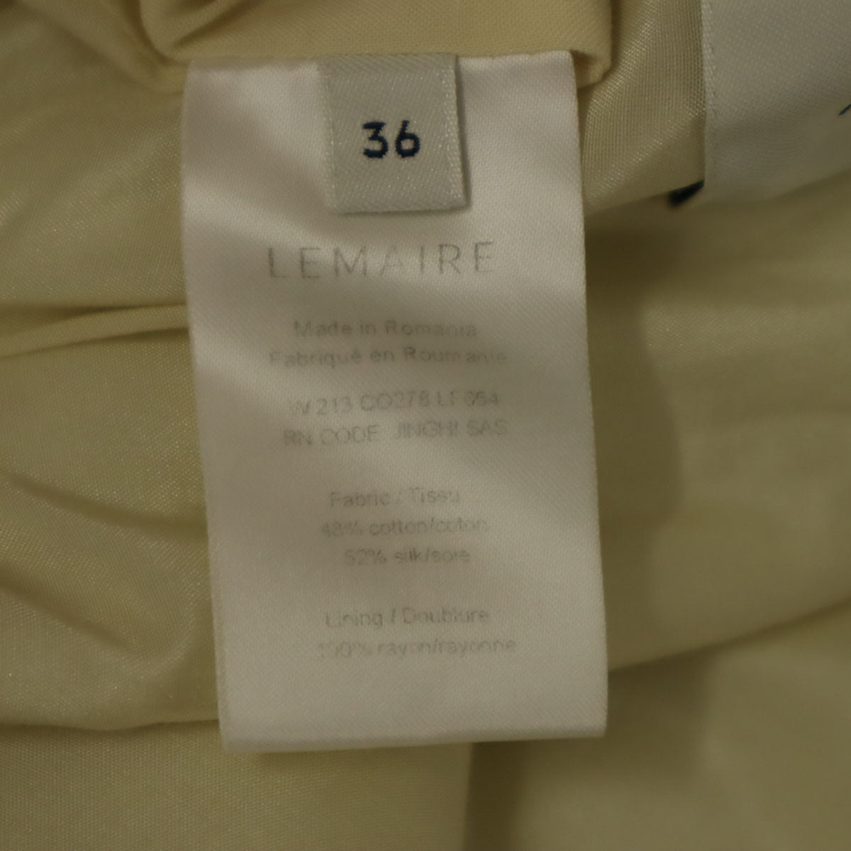 LEMAIRE Silk Blend Padded Coat White Size 36