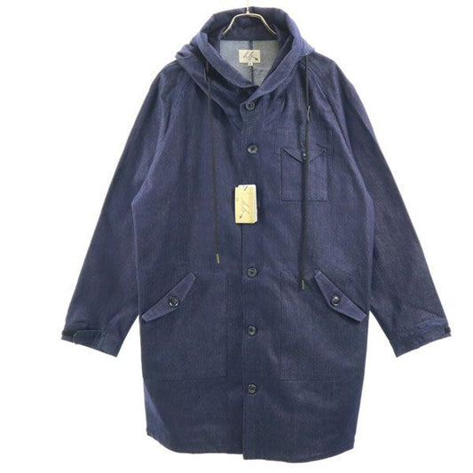 HB Silky Big Hood Denim Mods Jacket Blue Size XL