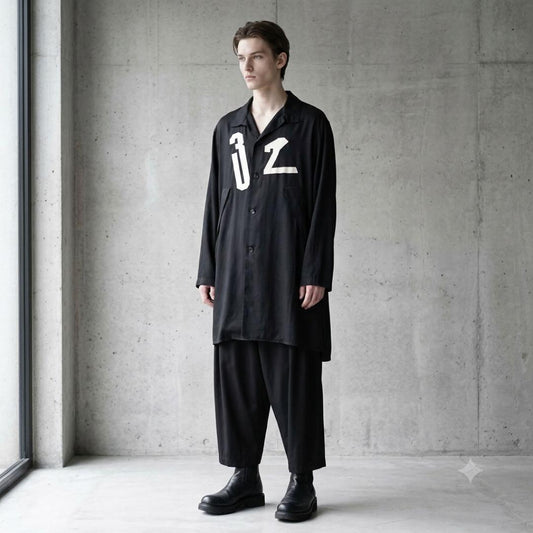 Yohji Yamamoto PH 19SS Suspender Long Cotton Shirt Size XL