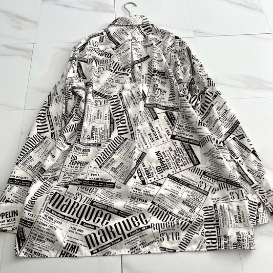 marquee club shirt Newspaper Print Long Sleeve Shirt Size XL