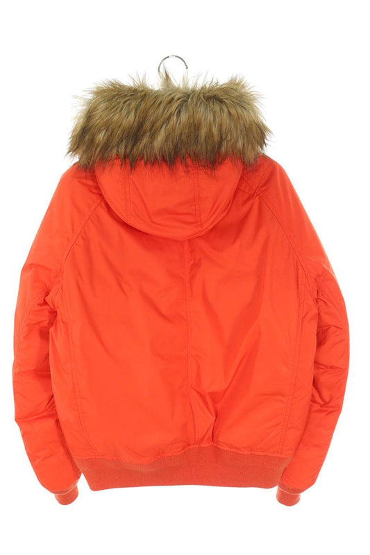 Ralph Lauren Fur Hooded Down Jacket Orange Size S