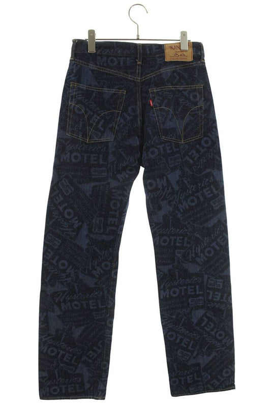 Hysteric Glamour All-Over Print Denim Pants Blue Size 28